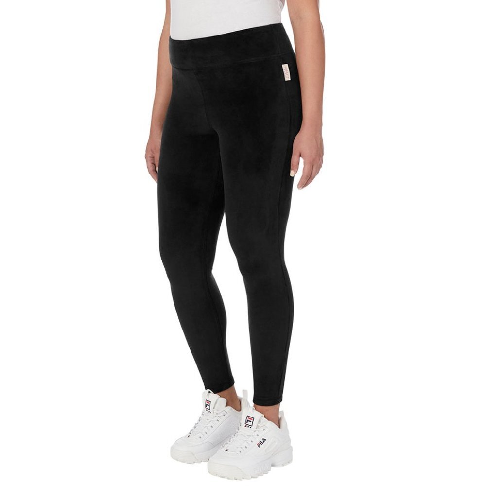 Fila Women's Soft Velour Legging Size M Black Elasticated Waist Athletic (NEW)